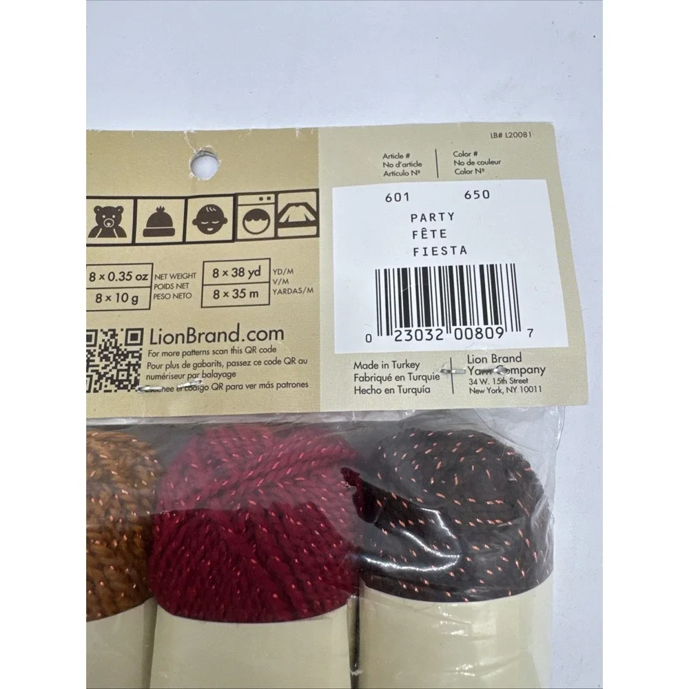 Lion Brand Yarn Bonbons Knit Crochet 8 Skeins‎ x 38 yards ea Party Fiesta New